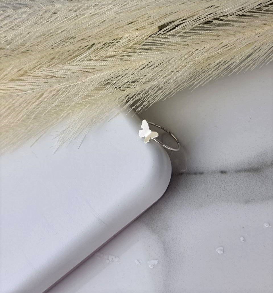 Anel de Prata Borboleta Origami