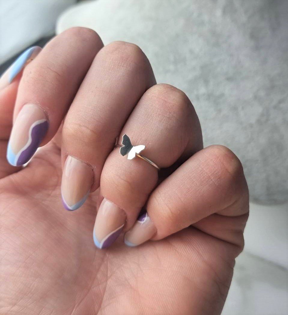 Anel de Prata Borboleta Origami