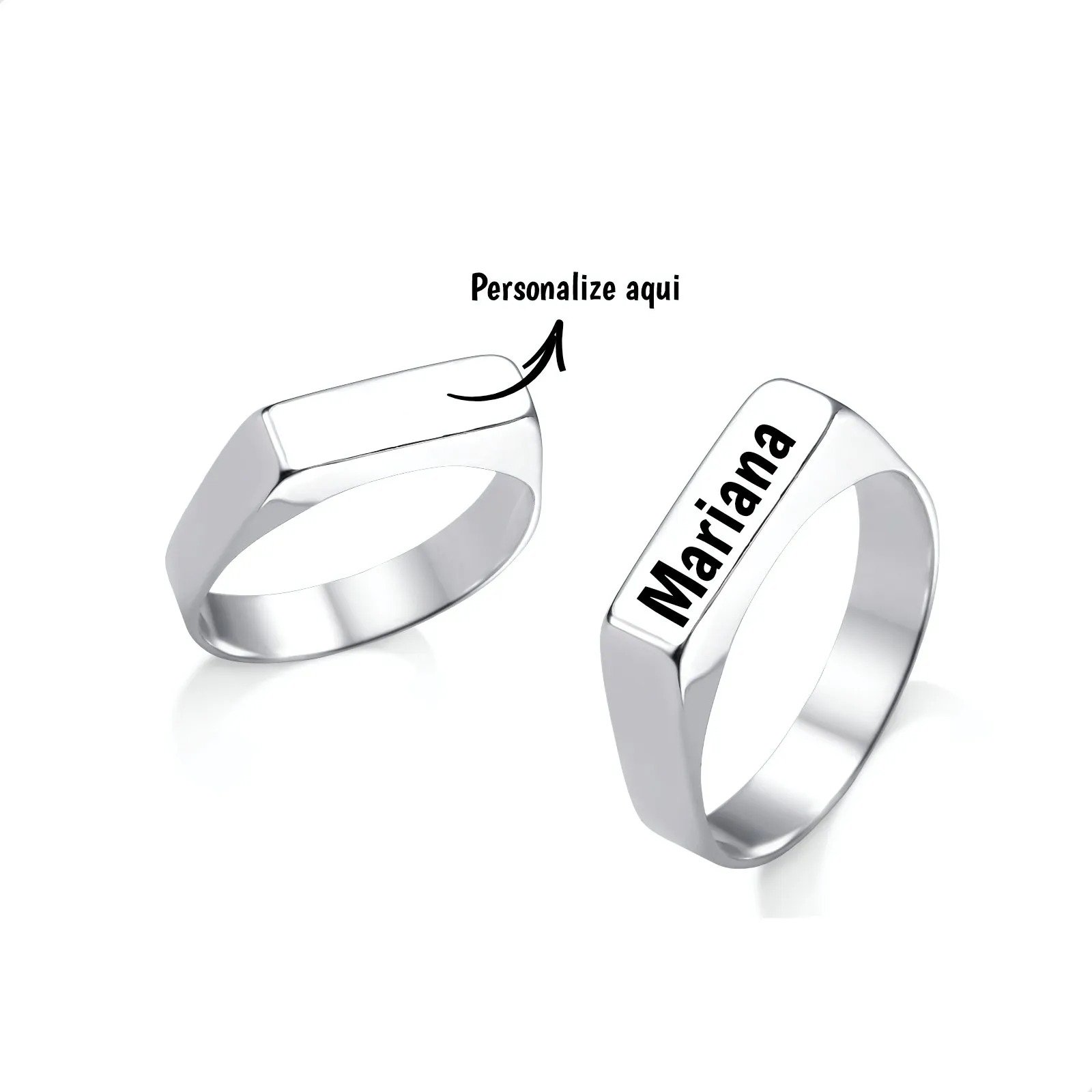 Anel de Prata Personalizável Chapinha