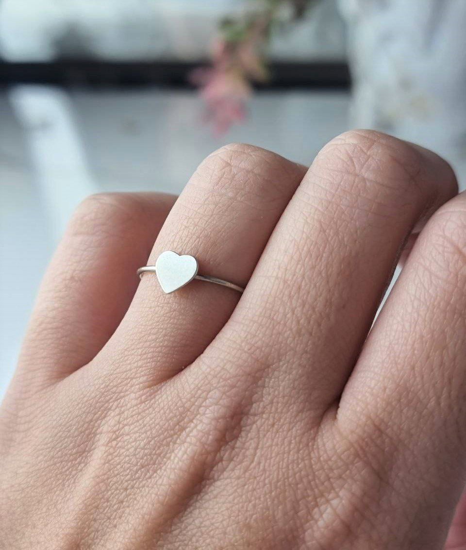 Anel de Prata Coração Chapa Lisa