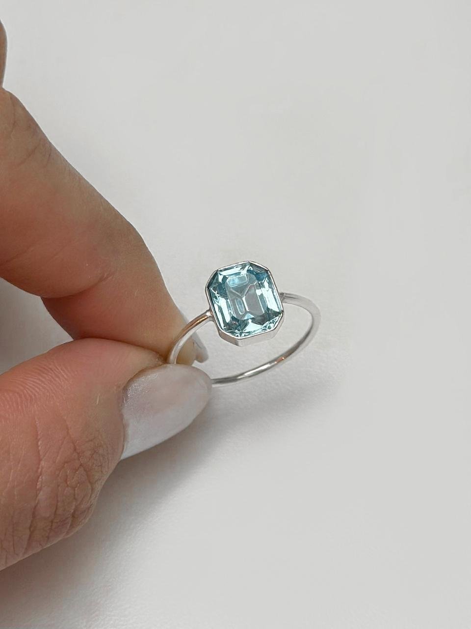 Anel de Prata Cristal Austríaco Azul