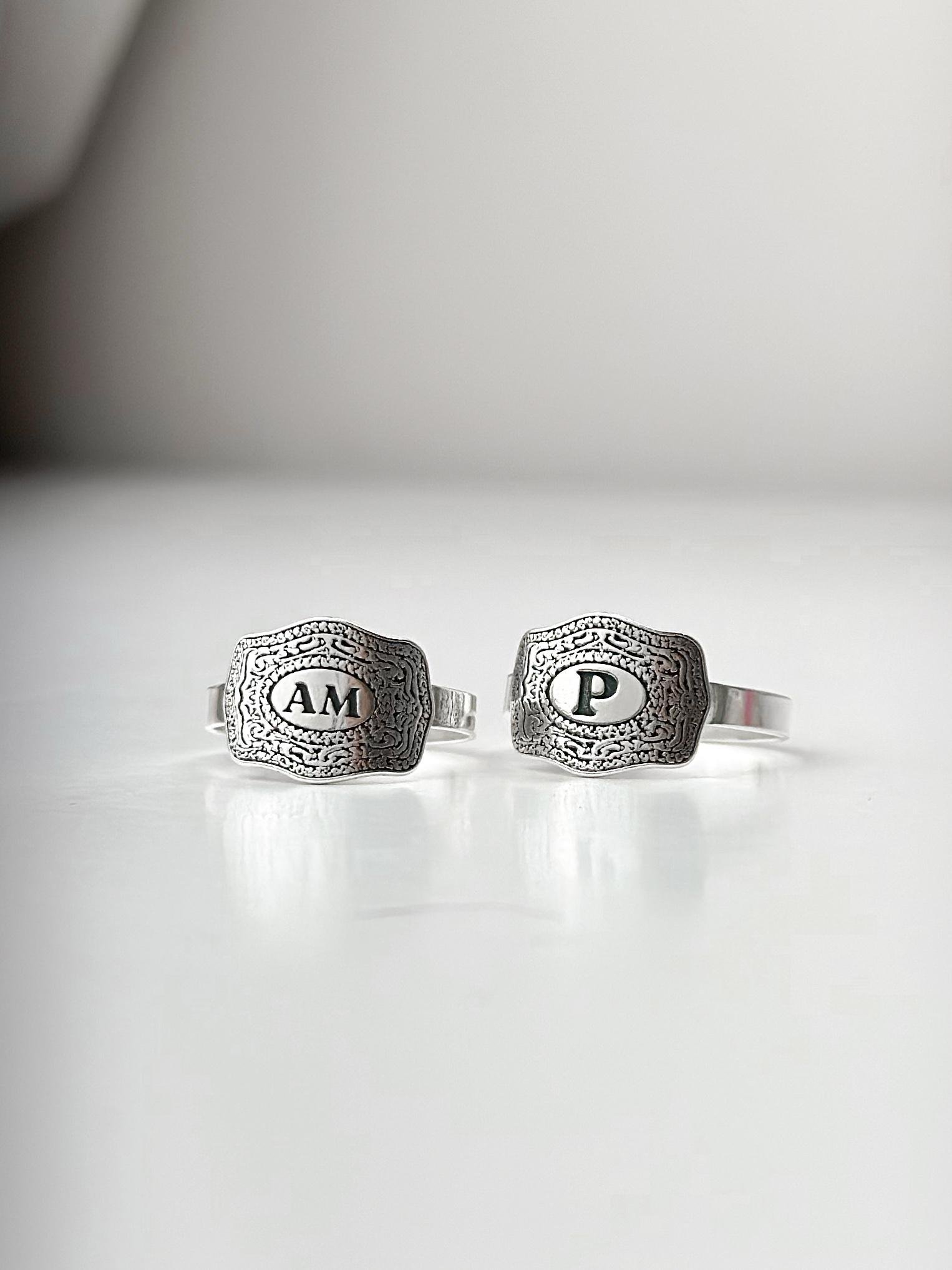 Anel de Prata Personalizável Fivela Inicial