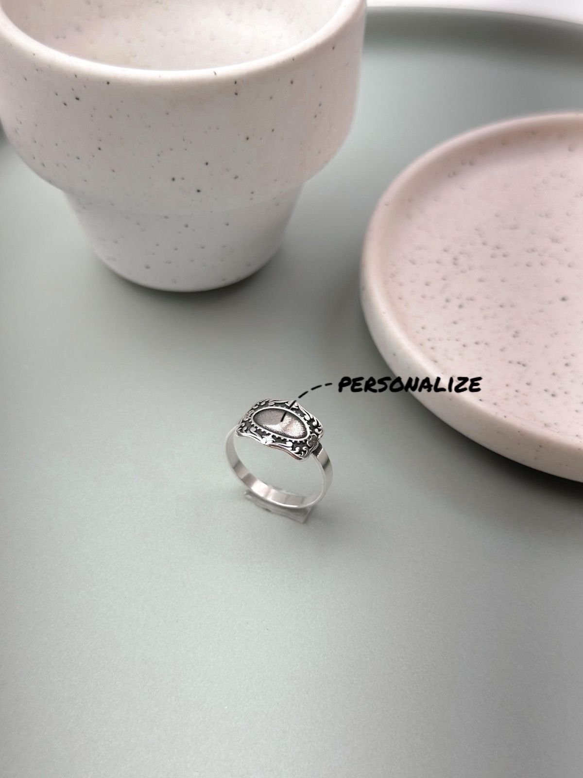 Anel de Prata Personalizável Fivela Iniciais