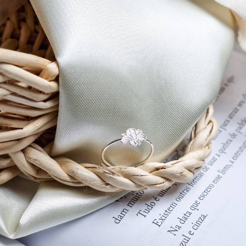 Anel de Prata Flor Hibisco