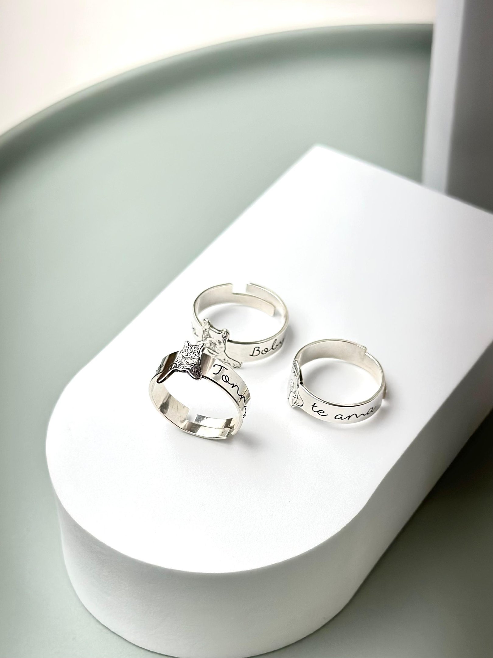 Anel de Prata Personalizável Foto e Frase Gravada