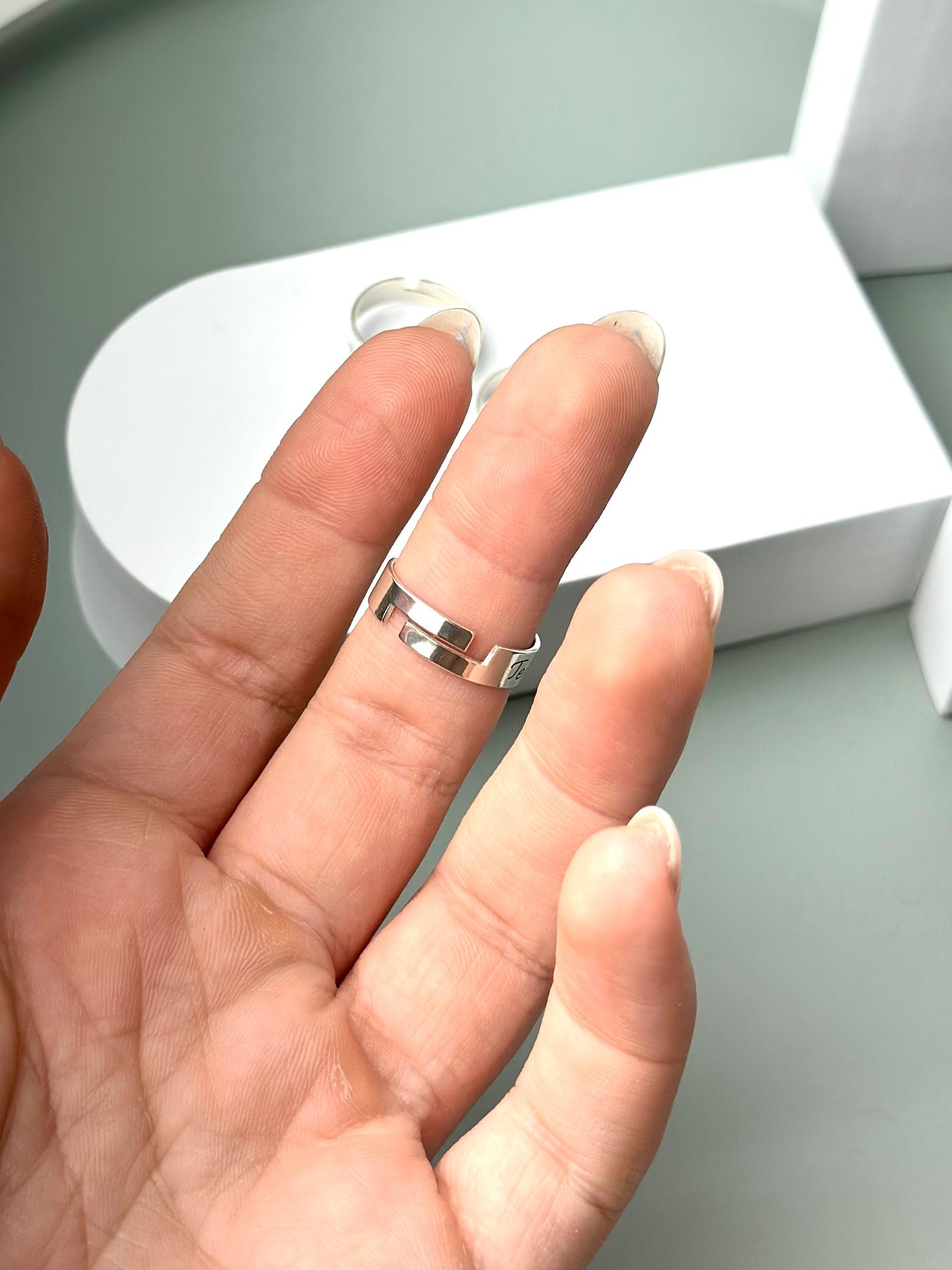 Anel de Prata Personalizável Foto e Frase Gravada