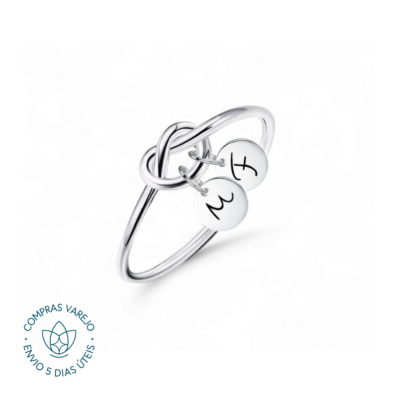 Anel de Prata Personalizável Fio com Nó com Letra