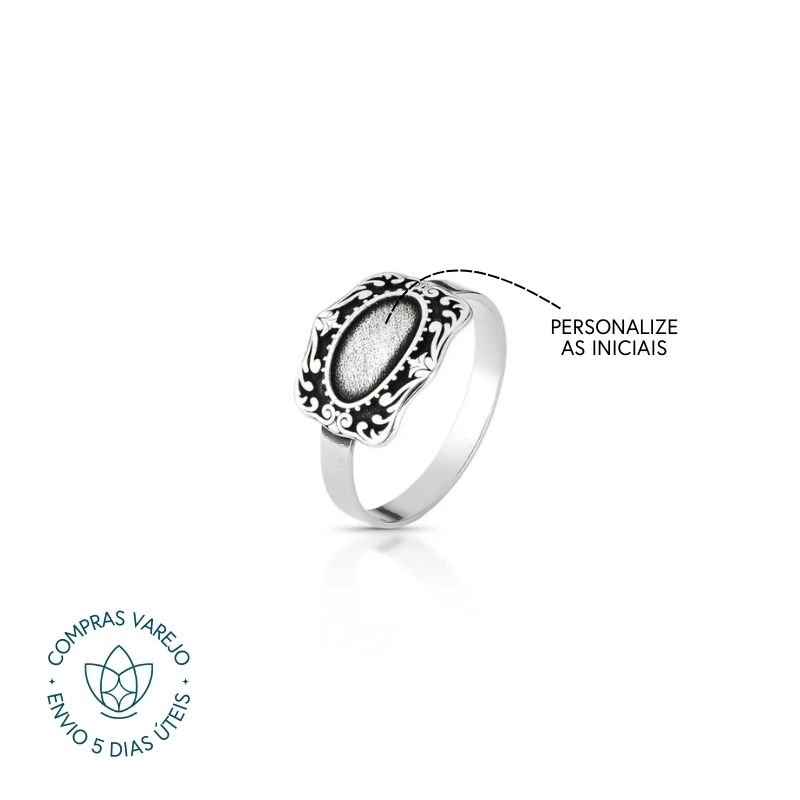 Anel de Prata Personalizável Fivela Iniciais