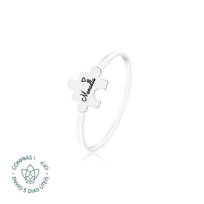 Anel de Prata Personalizável Quebra Cabeça