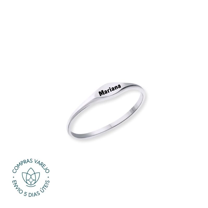 Anel de Prata Personalizável Reto Achatado