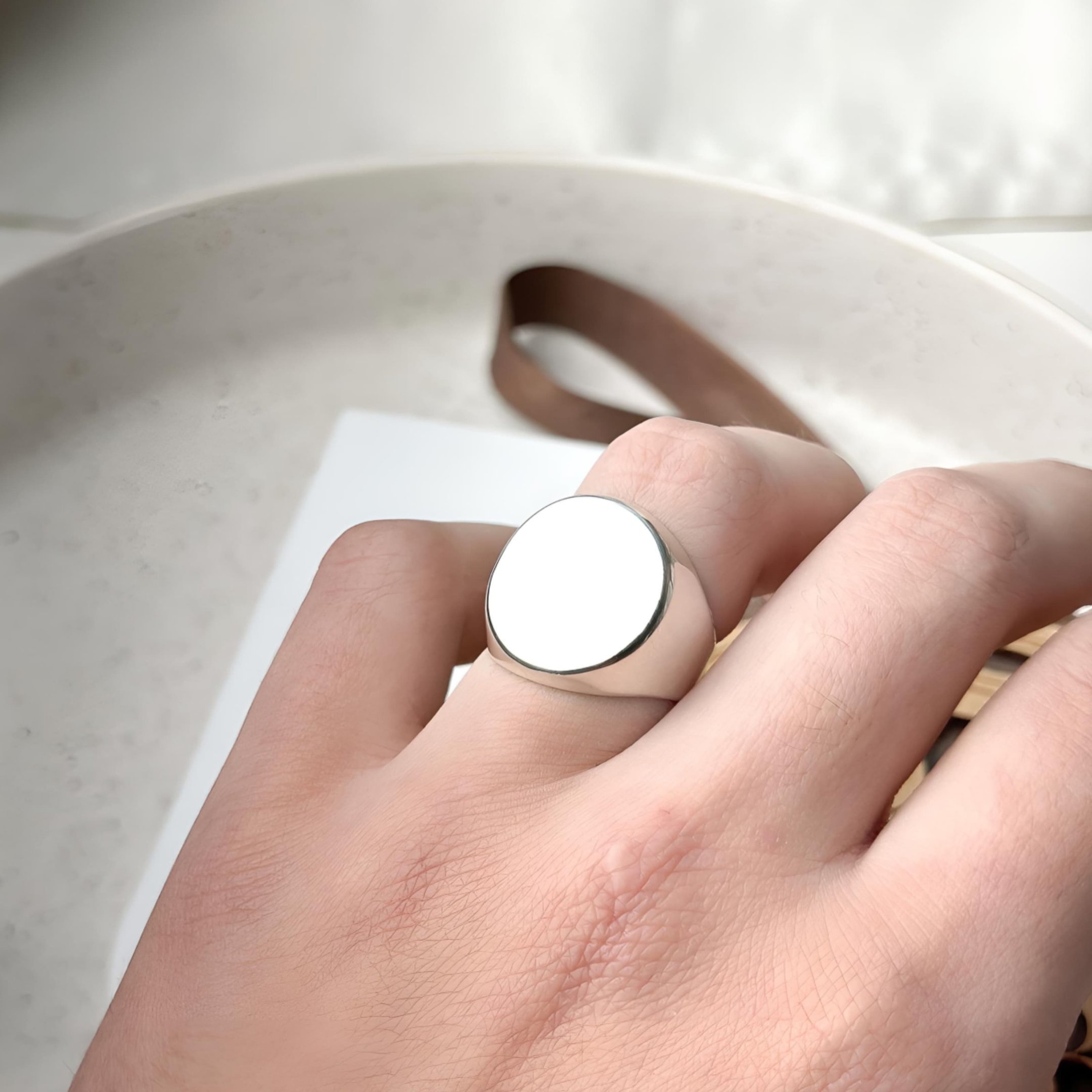 Anel de Prata Personalizável Redondo Foto 18mm