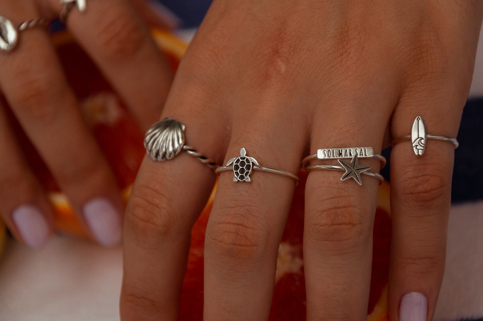 Anel de Prata Torcido Concha Estamparia