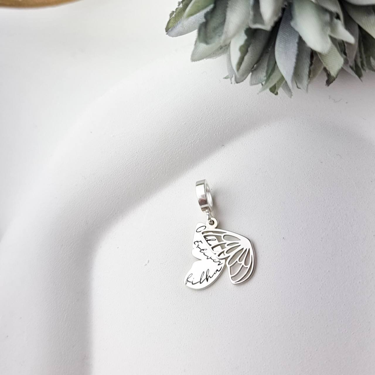 Berloque de Prata Borboleta Dupla Filha