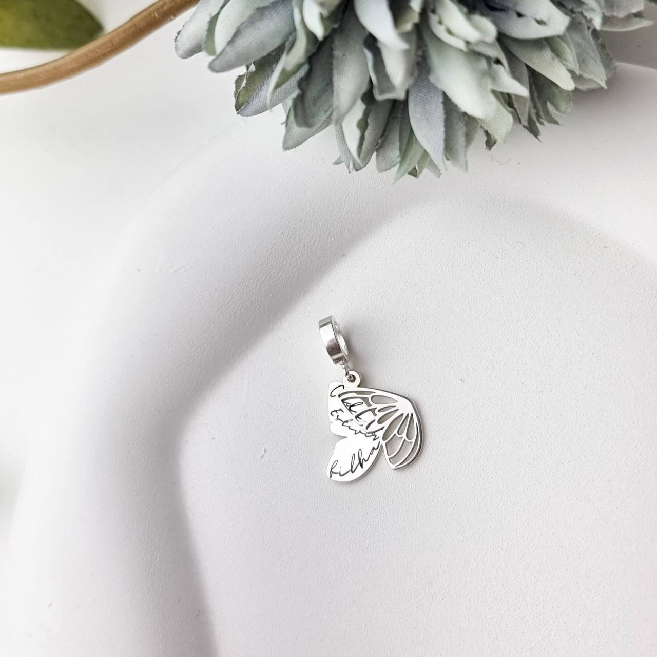 Berloque de Prata Borboleta Dupla Filha