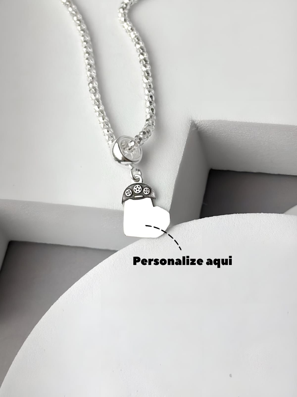 Berloque de Prata Personalizável Coração Chapéu Nordestino