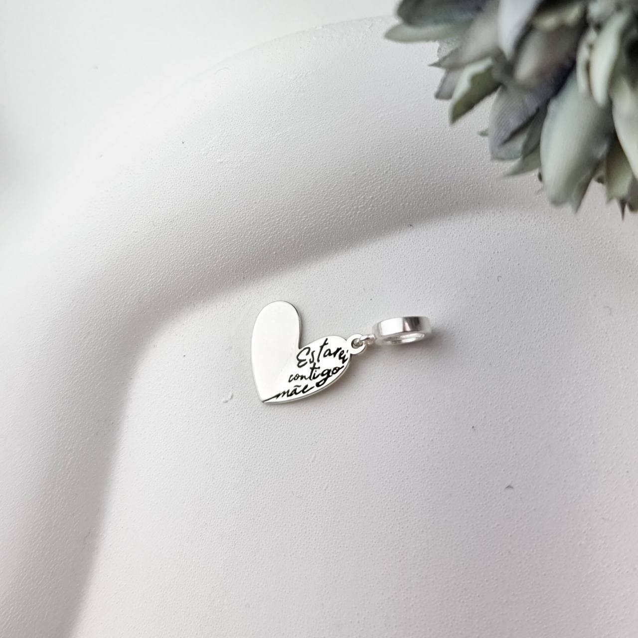 Berloque de Prata Coração Mãe