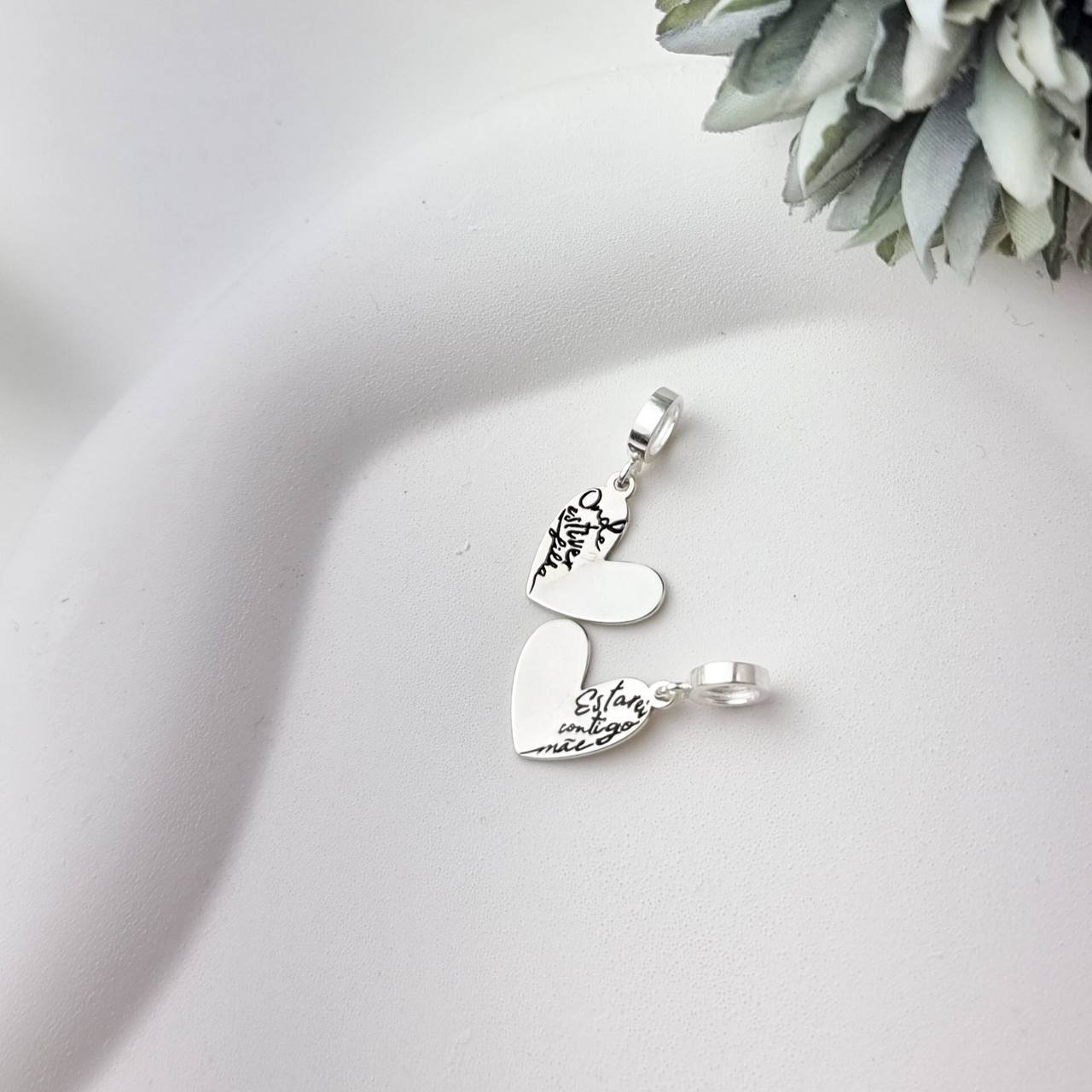 Berloque de Prata Coração Mãe