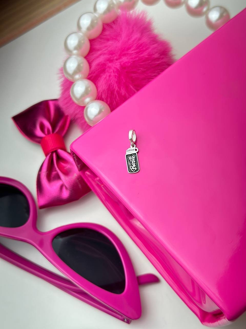 Berloque de Prata Garrafa de Água Squeeze Barbie Envelhecido