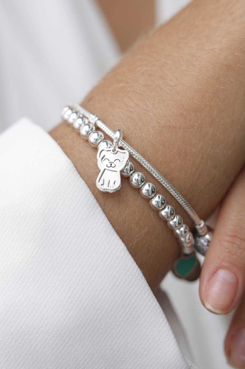 Berloque de Prata Gatinho Duplo