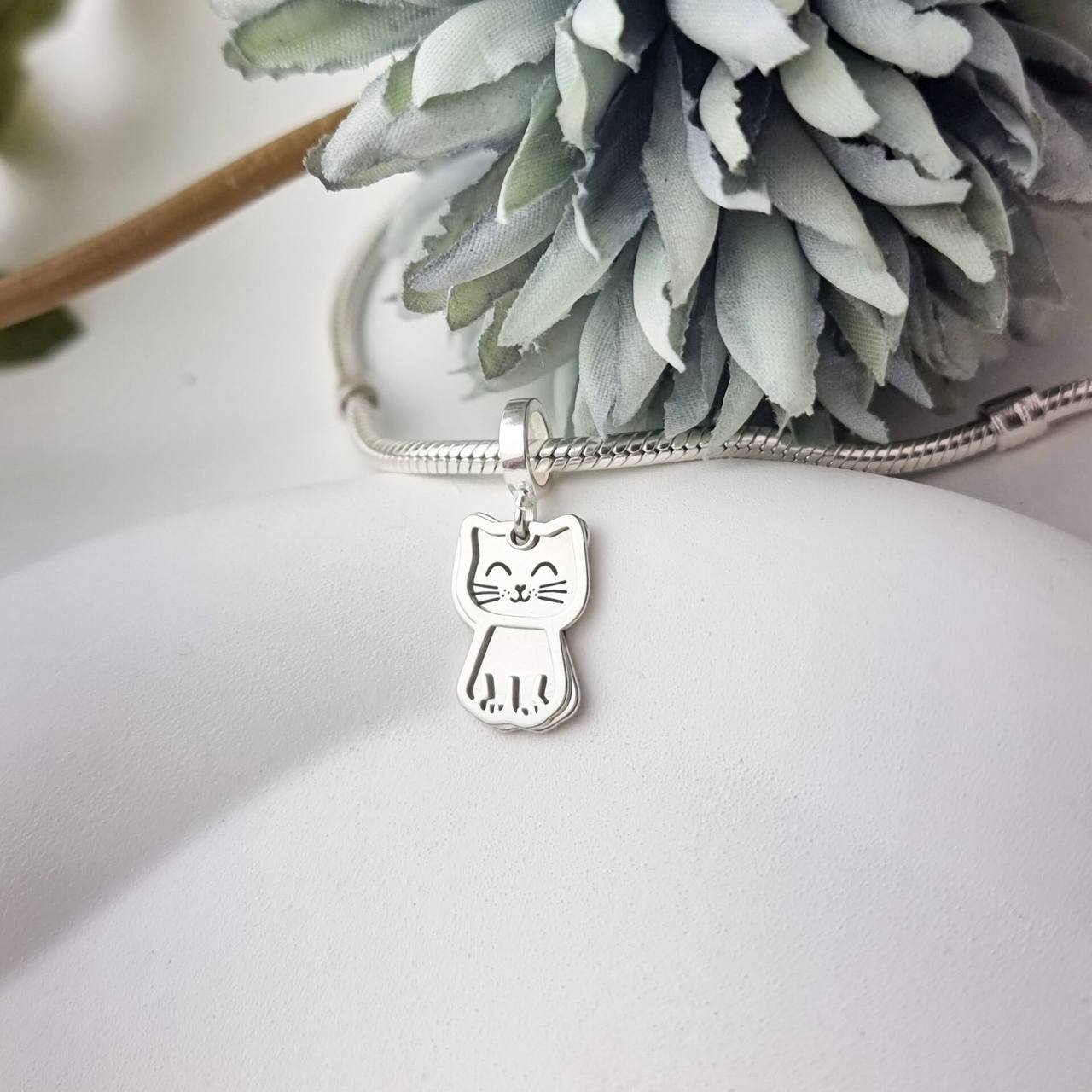 Berloque de Prata Gatinho Duplo