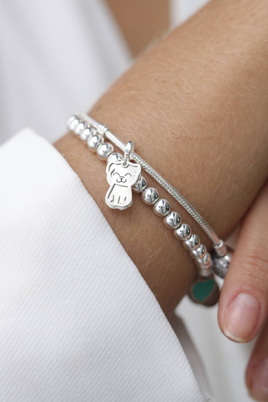 Berloque de Prata Gatinho Duplo