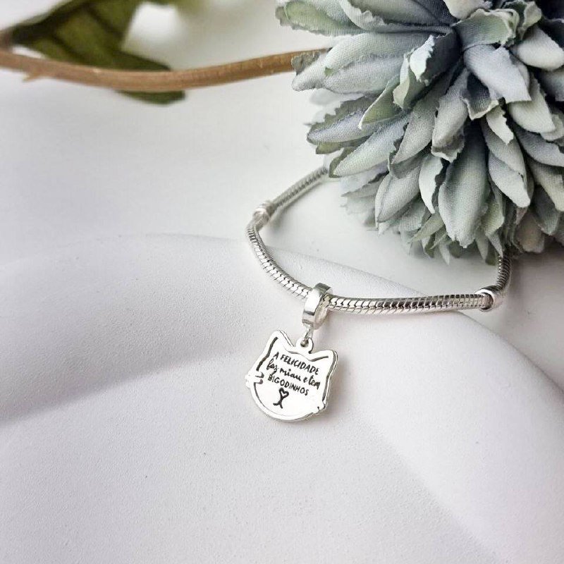 Berloque de Prata Gato Duplo