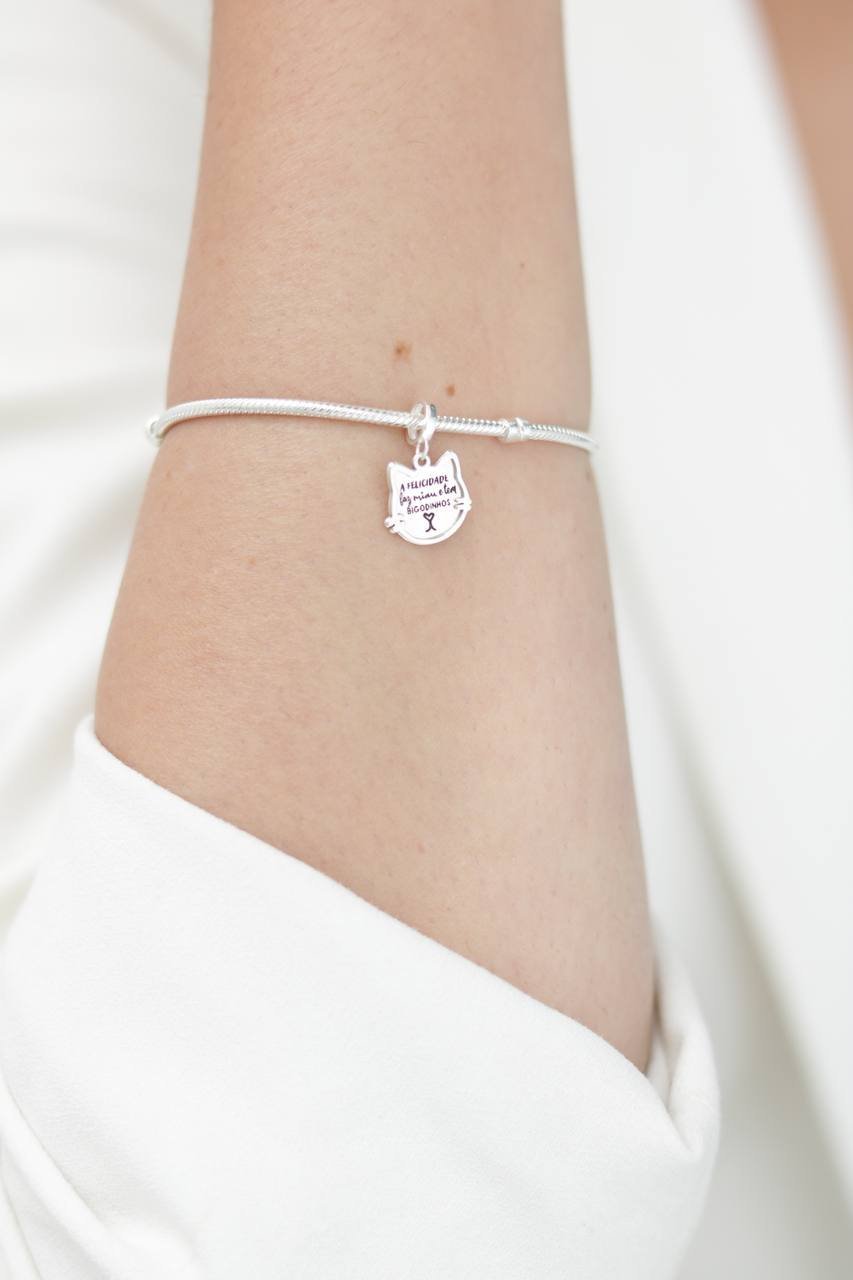 Berloque de Prata Gato Duplo