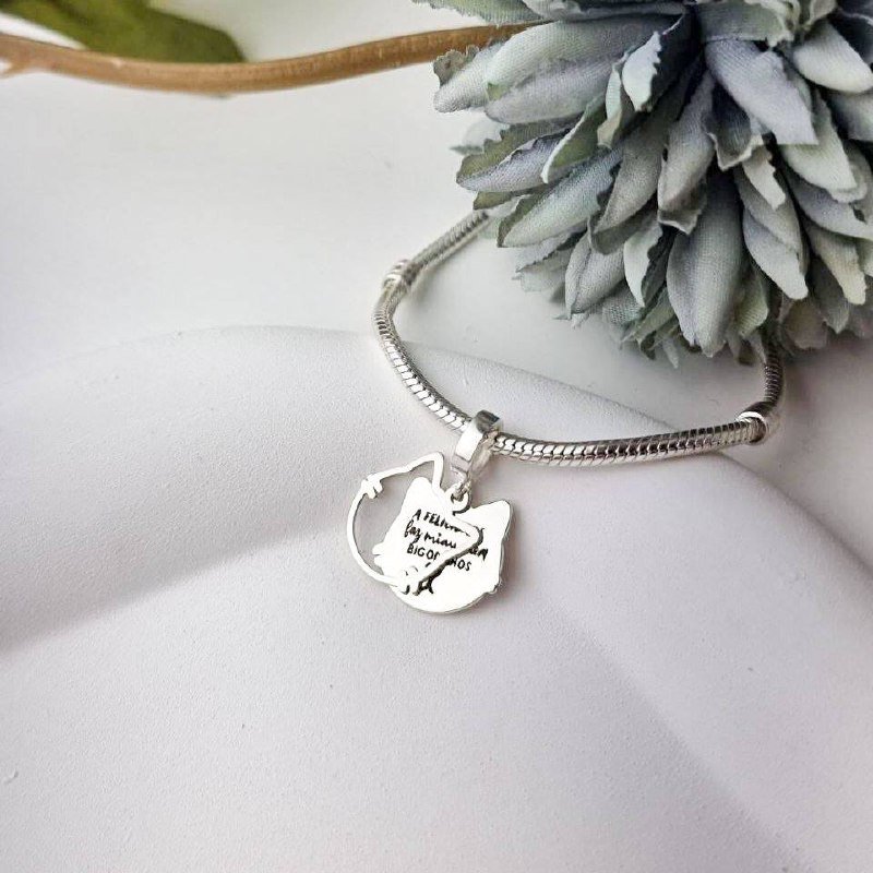 Berloque de Prata Gato Duplo