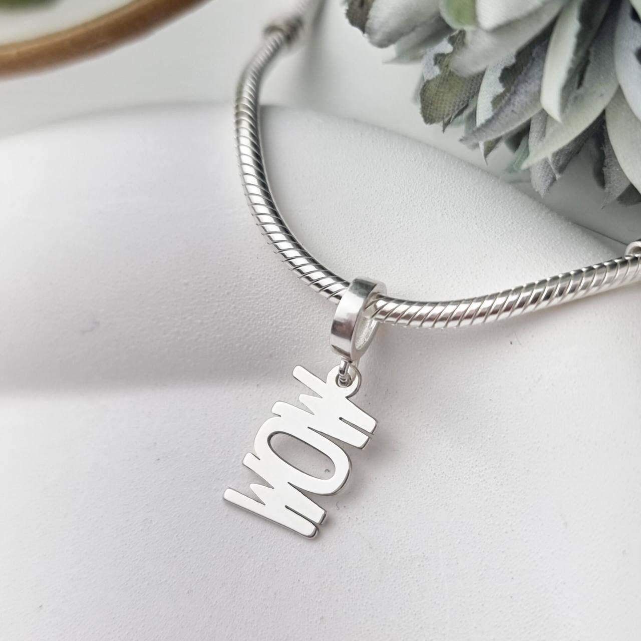 Berloque de Prata Manuscrito Mom