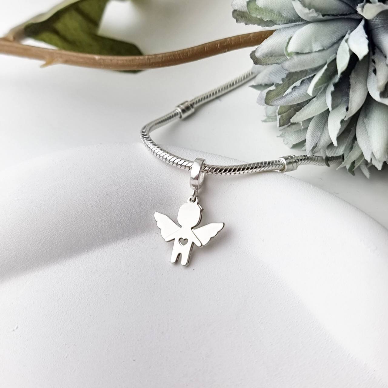 Berloque de Prata Menino Anjinho Duplo