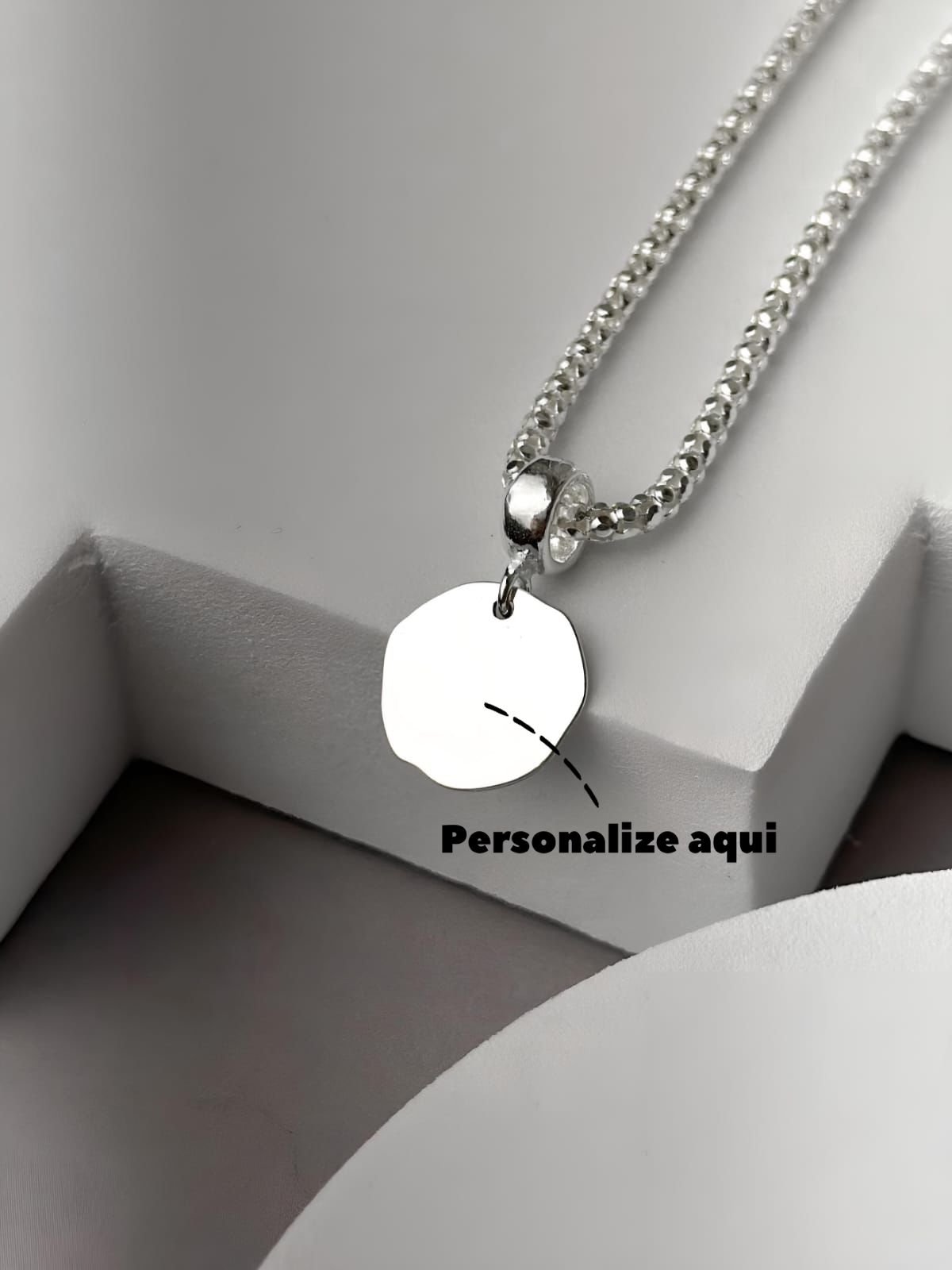 Berloque de Prata Personalizável Abstrato Medalha