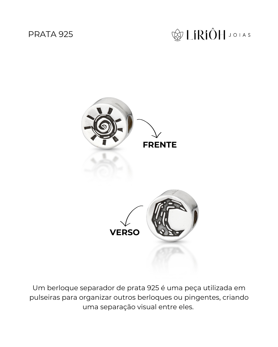 Berloque de Prata Separador Sol e Lua Nordestina