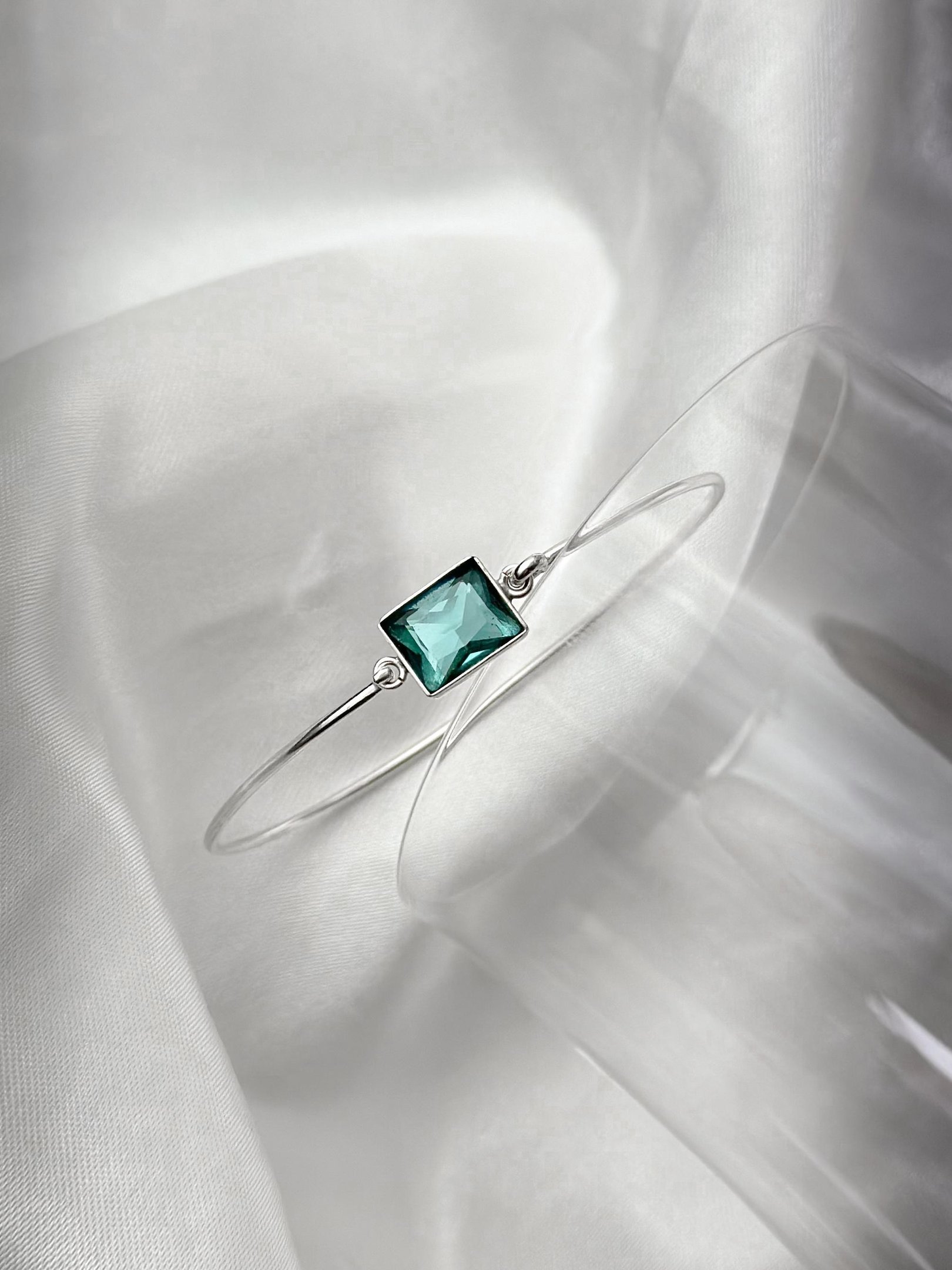 Bracelete de Prata Aro Zircônia Retangular