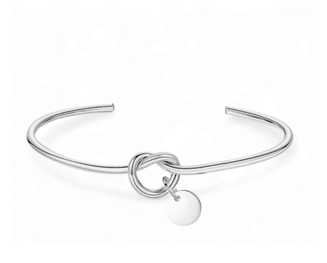 Bracelete de Prata Personalizável Letra Fio com Nó