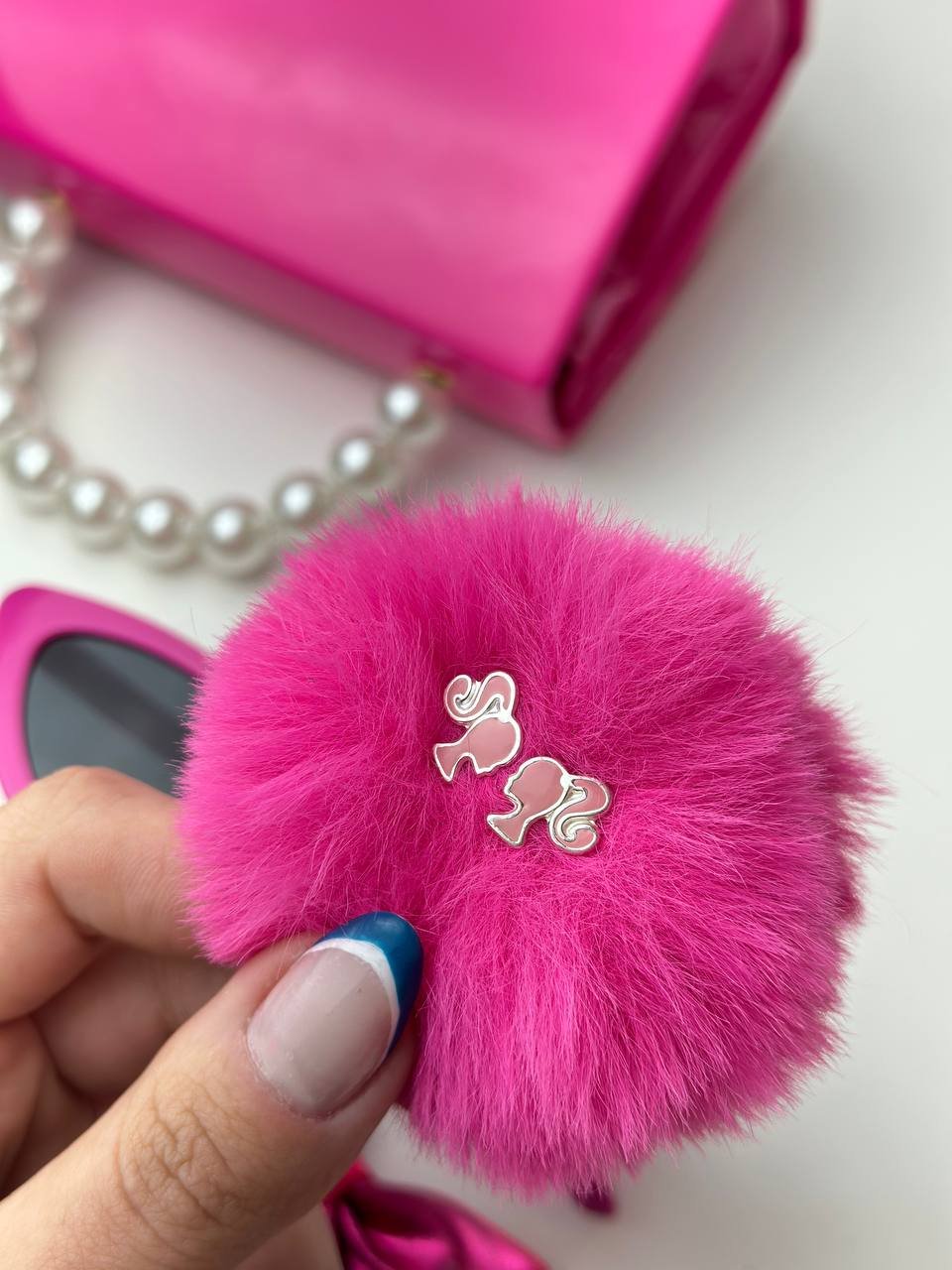 Brinco de Prata Barbie Resina Rosa Claro