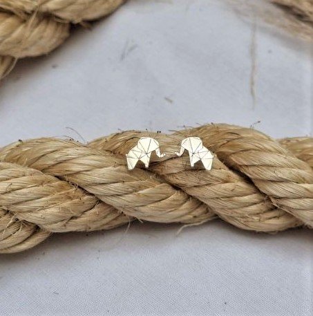 Brinco de Prata Elefante Origami