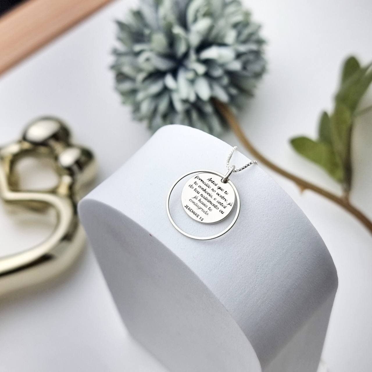 Colar de Prata Círculo Duplo Jeremias 1:5