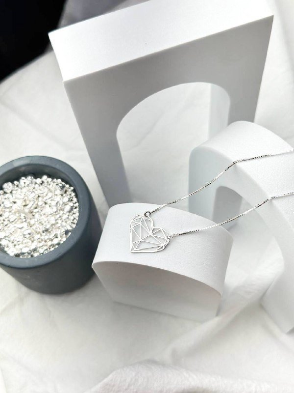 Colar de Prata Coração Origami