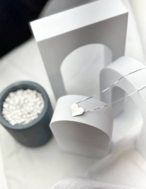 Colar de Prata Coração Origami M