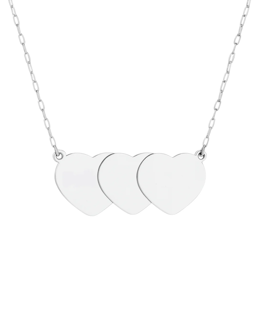 Colar de Prata Corações Sobrepostos Liso