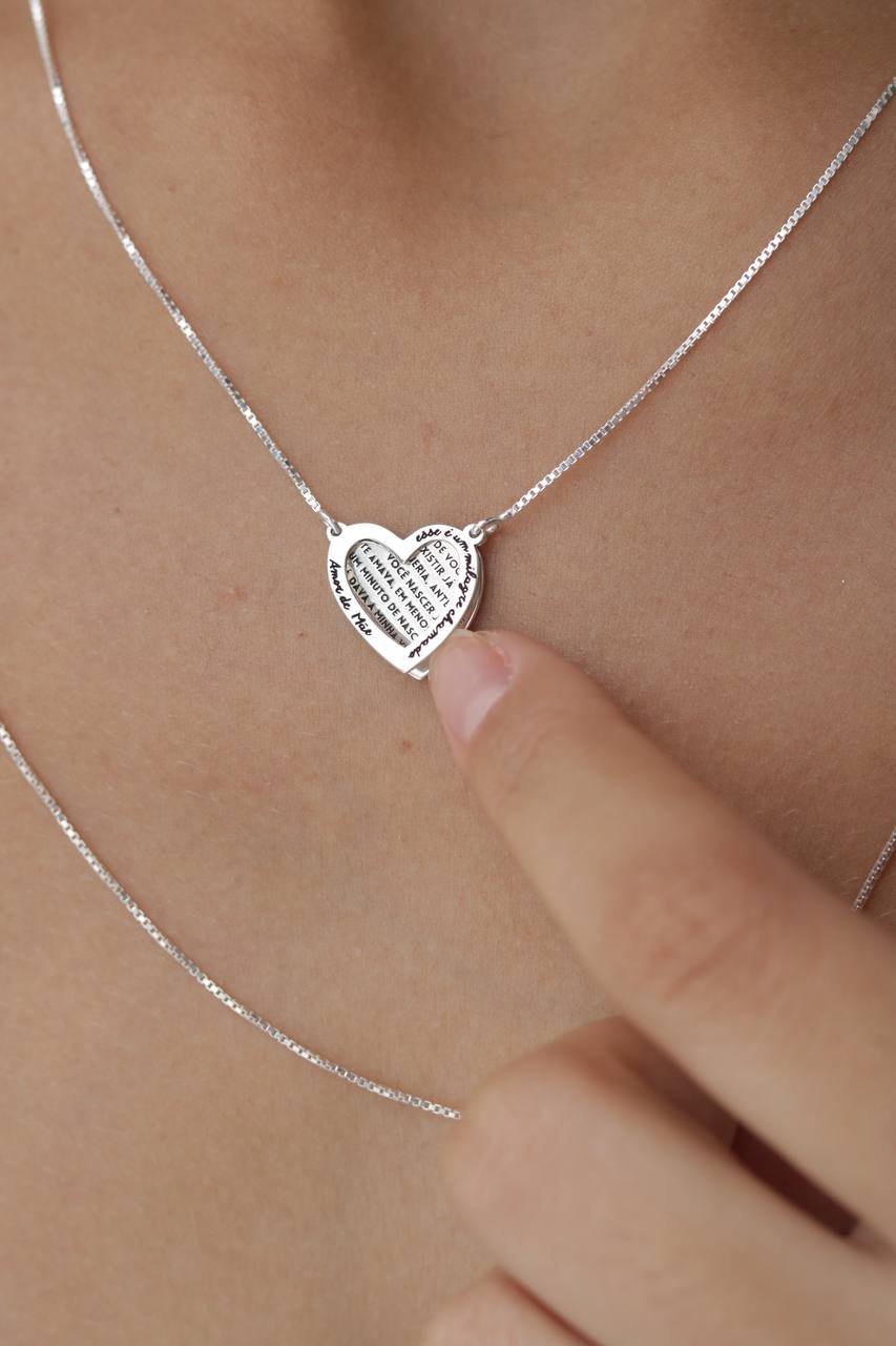 Colar de Prata Duplo Coração