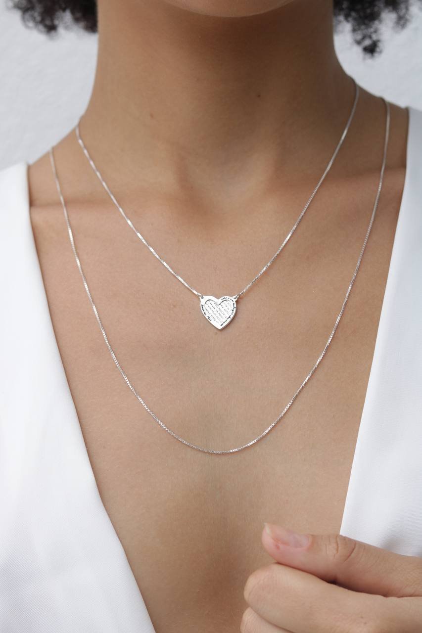 Colar de Prata Duplo Coração