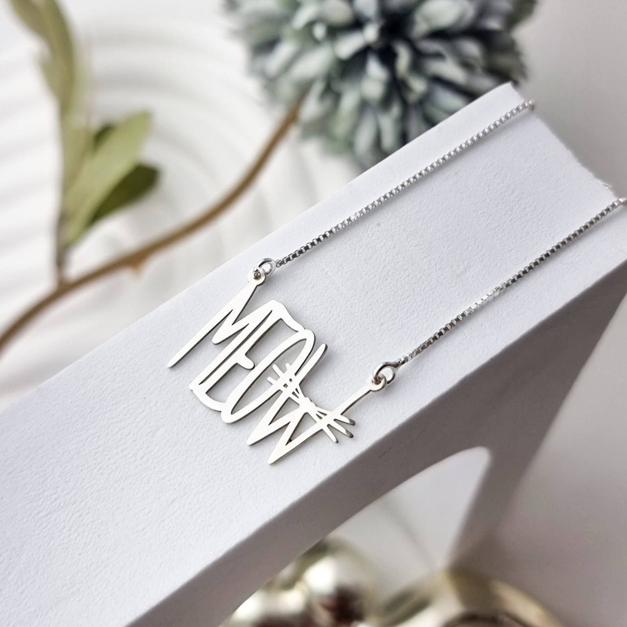 Colar de Prata Manuscrito Meow