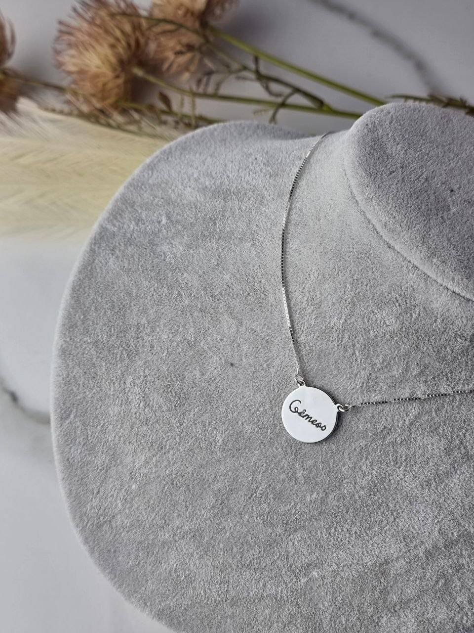 Colar de Prata Medalha Gêmeos
