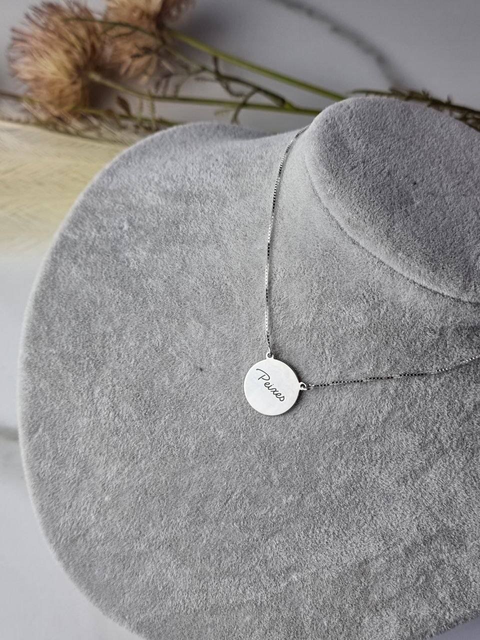 Colar de Prata Medalha Peixes