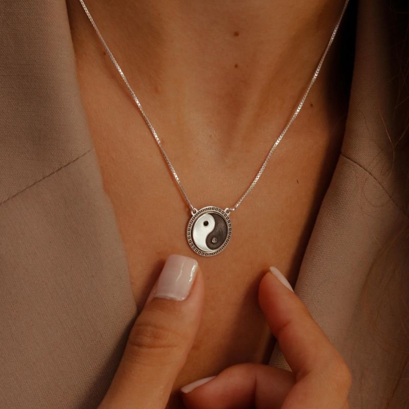 Colar de Prata Medalha Yin Yang