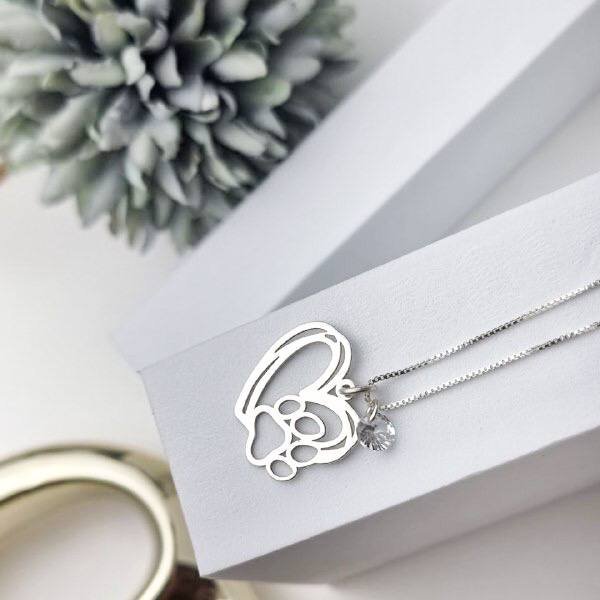 Colar de Prata Patuá Coração Riscado Patinha e Zircônia