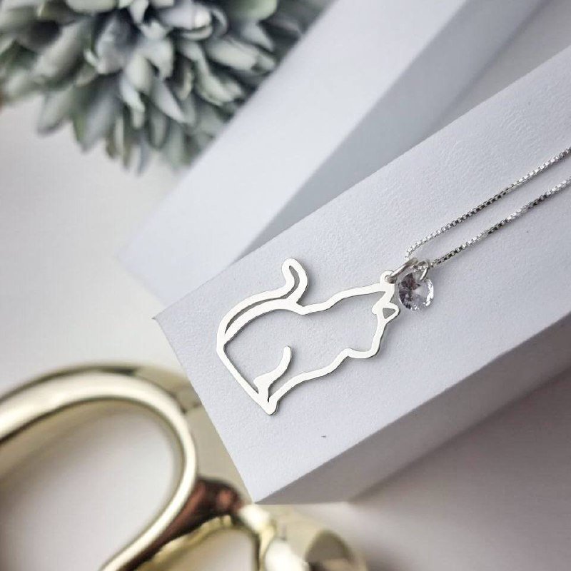 Colar de Prata Patuá Gatinho e Zircônia