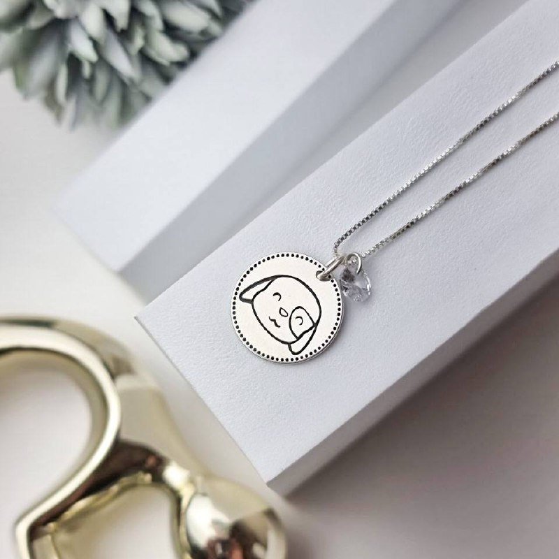 Colar de Prata Patuá Medalha Dálmata e Zircônia