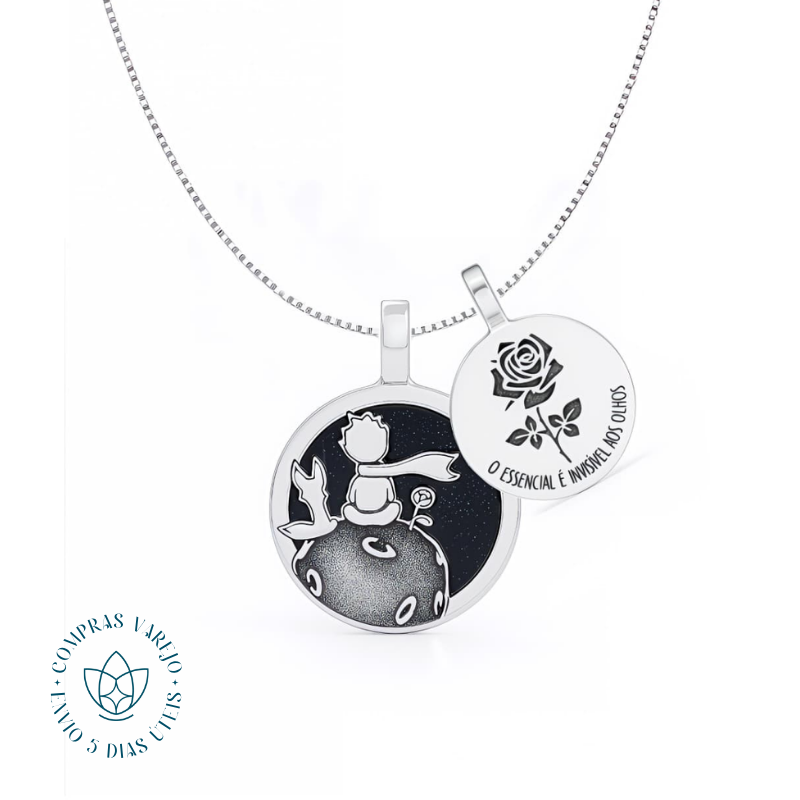 Colar de Prata Patuá O Pequeno Principe Pedra da Estrela